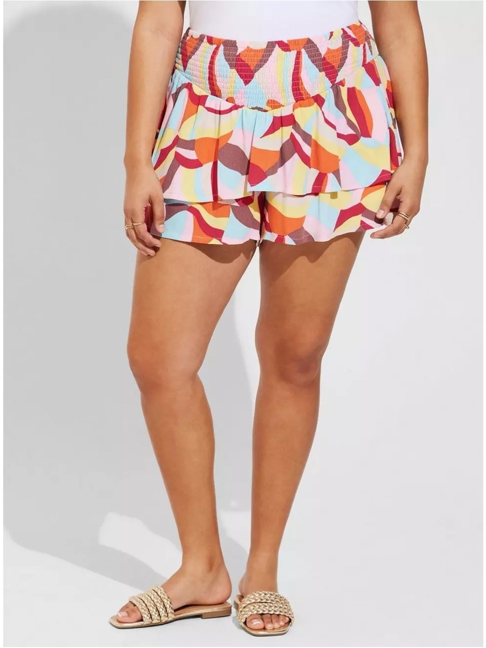 Torrid 3.5 Inch Pull-On Washable Gauze Smocked Ruffle Shorts 4X